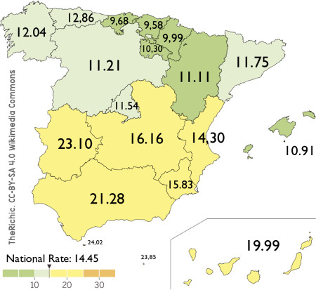 mapa del paro españa